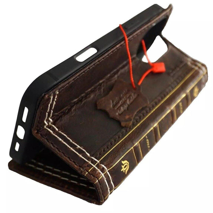 Hand Sewn Leather iPhone Wallet Case: Book Style Card Slots