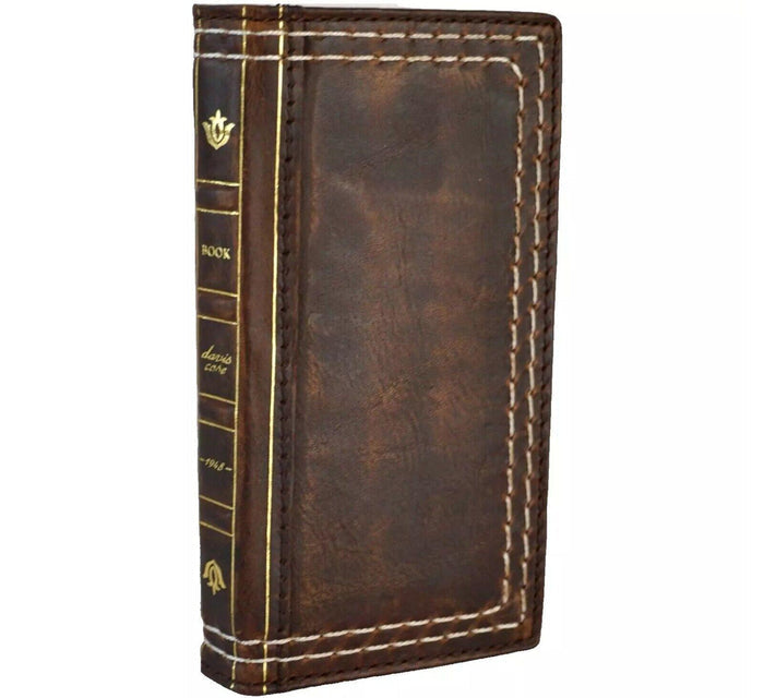 Hand Sewn Leather iPhone Wallet Case: Book Style Card Slots