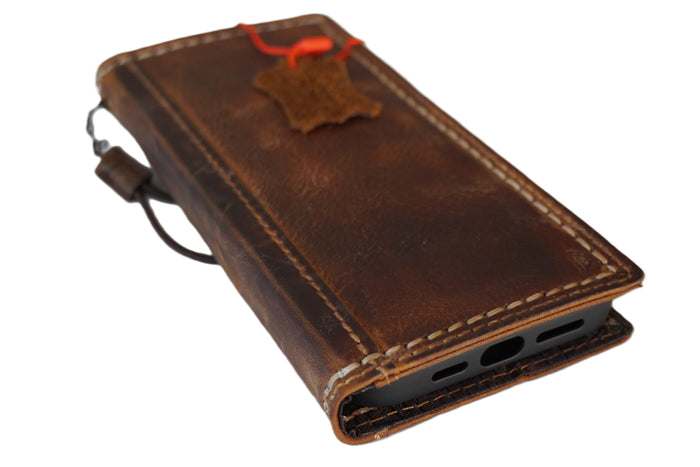 Hand Sewn Leather iPhone Wallet Case: Card Slots Cover