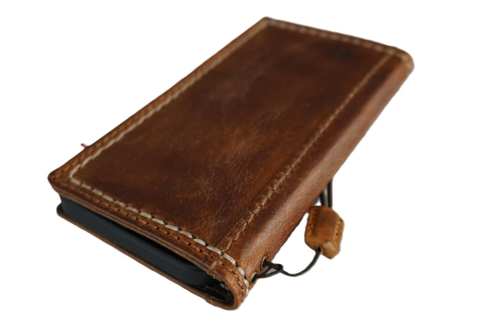 Hand Sewn Leather iPhone Wallet Case: Card Slots Cover