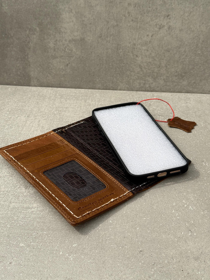 Hand Sewn Leather iPhone Wallet Case with Card Slots