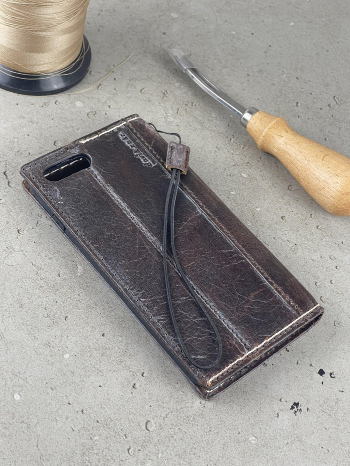 Hand Sewn Leather iPhone Wallet Case with Card Slots