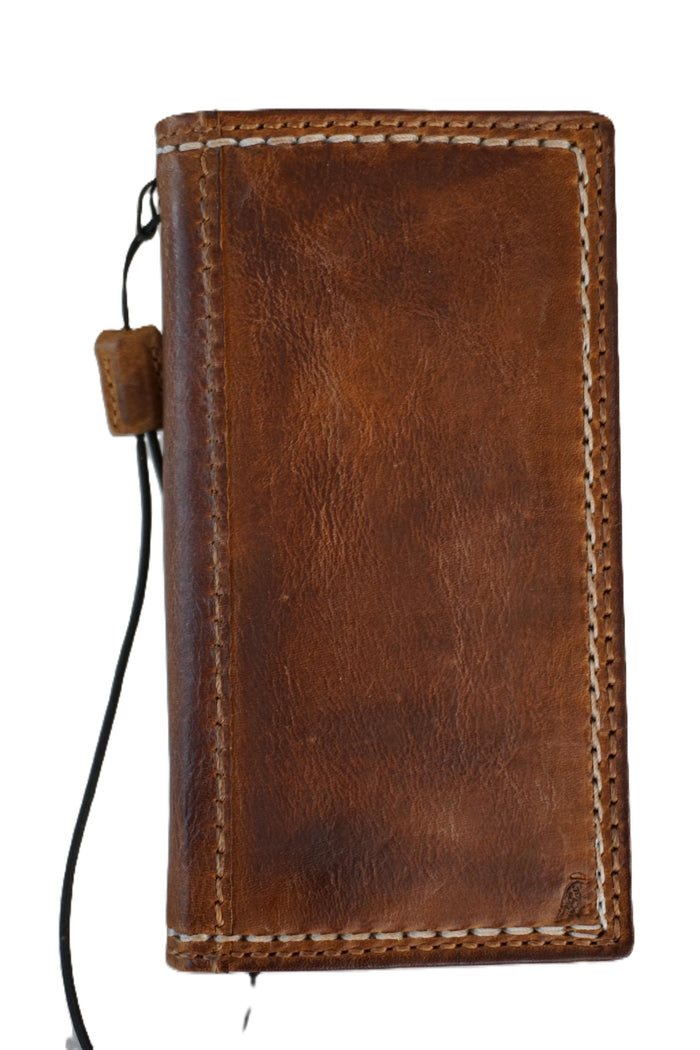 Hand Sewn Leather Wallet Case for Galaxy S22 S23 S24 Ultra