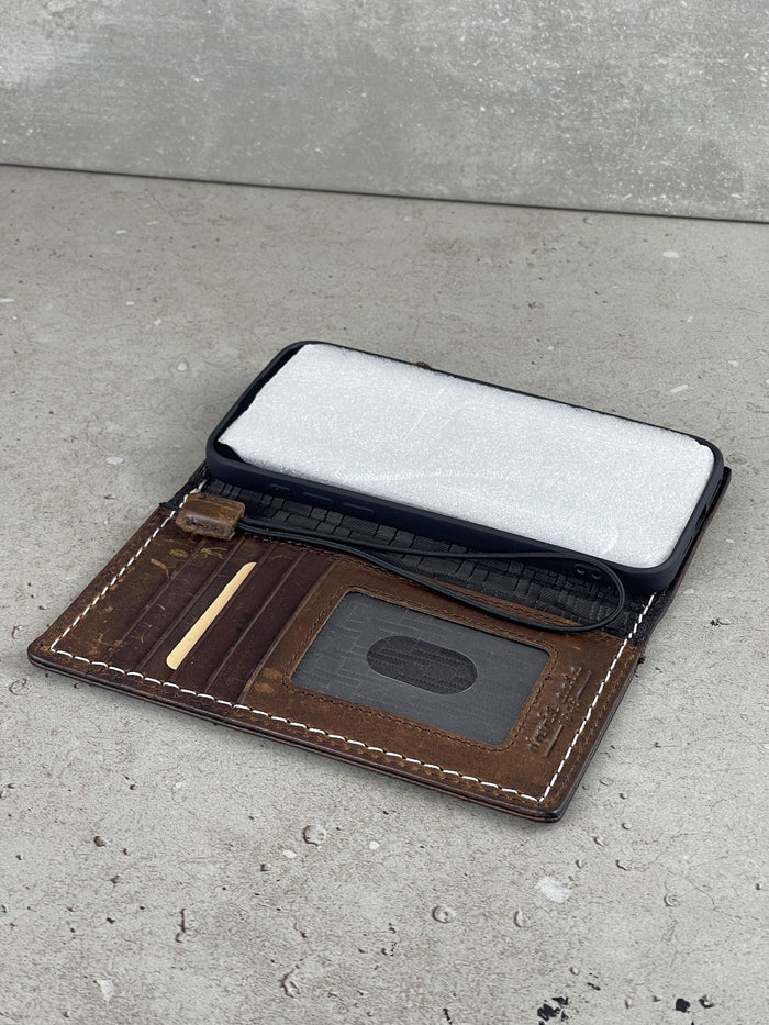 Hand Sewn Leather Wallet Case for Galaxy S22/S23/S24 Ultra