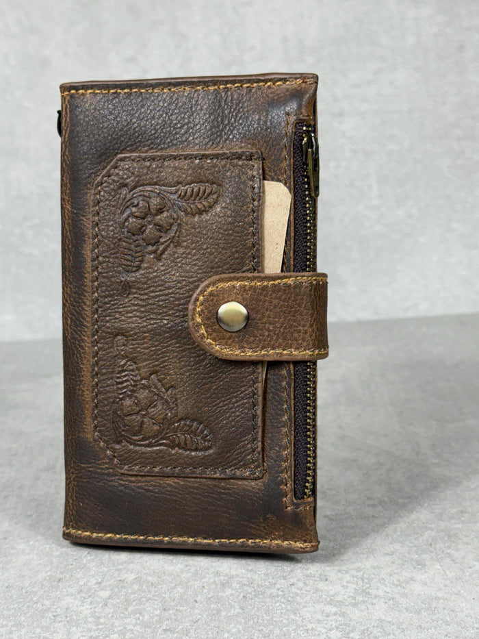 Hand-Stitched Leather Wallet Case: Vintage Design for Galaxy s22 s23 s24 Ultra