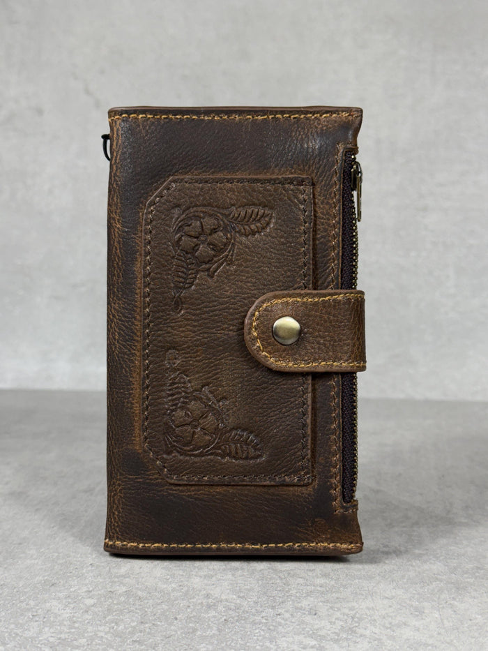 Hand-Stitched Leather Wallet Case: Vintage Design for Galaxy s22 s23 s24 Ultra