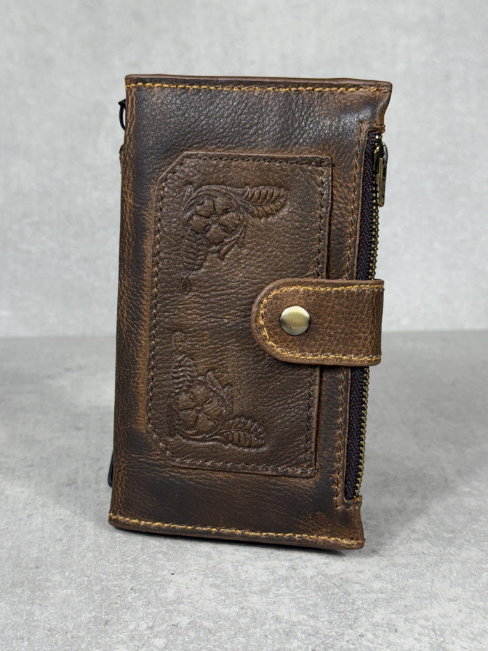 Hand-Stitched Leather Wallet Case: Vintage Design for Galaxy s22 s23 s24 Ultra