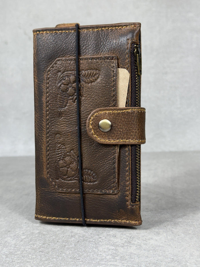 Hand-Stitched Leather Wallet Case: Vintage Design for Galaxy s22 s23 s24 Ultra