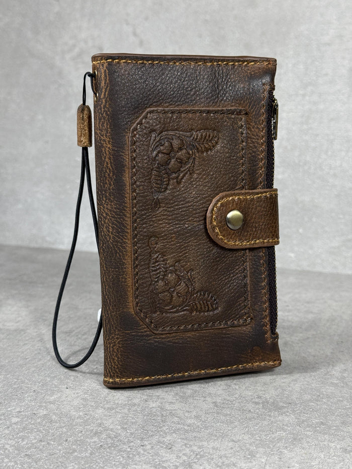 Hand-Stitched Leather Wallet Case: Vintage Design for Galaxy s22 s23 s24 Ultra