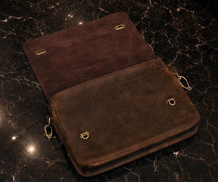 Handcrafted Brown Leather Laptop Bag, Unisex Work Satchel, Everyday Companion