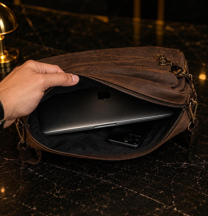 Handcrafted Brown Leather Laptop Bag, Unisex Work Satchel, Everyday Companion