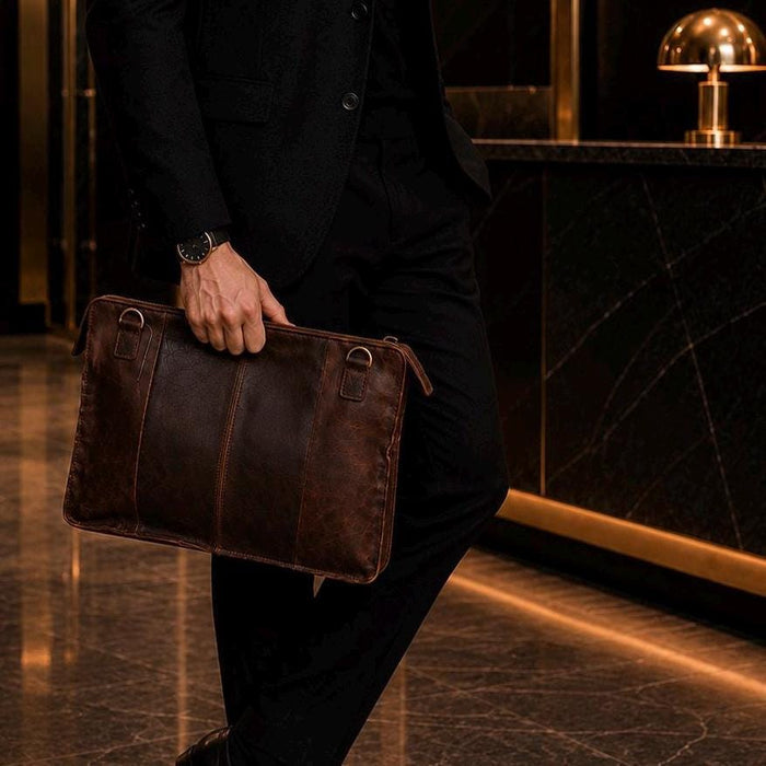 Handcrafted Brown Leather Laptop Bag, Work Satchel, Unisex MacBook Case