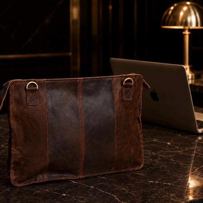 Handcrafted Brown Leather Laptop Bag, Work Satchel, Unisex MacBook Case