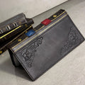 Handmade Black Leather Book iPhone Case: Vintage Art Design Wallet Cover Ip 7-18 max