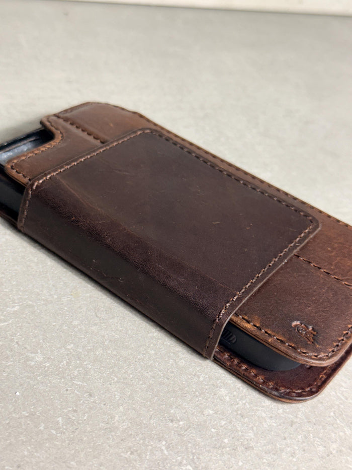 Handmade Black Leather Book iPhone Case: Vintage Art Design Wallet Cover Ip 7-18 max