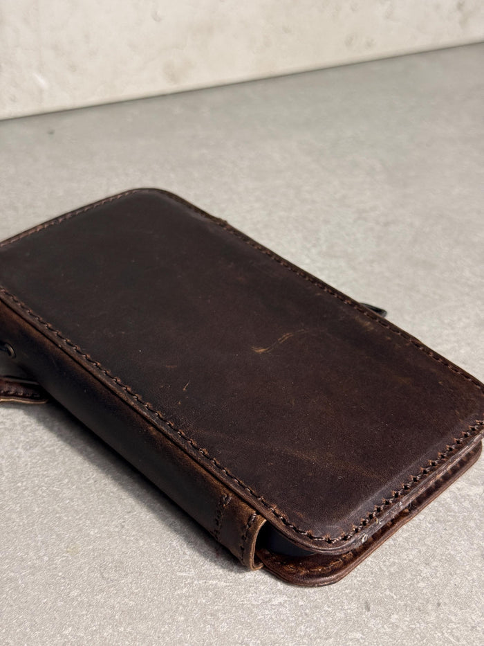 Handmade Black Leather Book iPhone Case: Vintage Art Design Wallet Cover Ip 7-18 max
