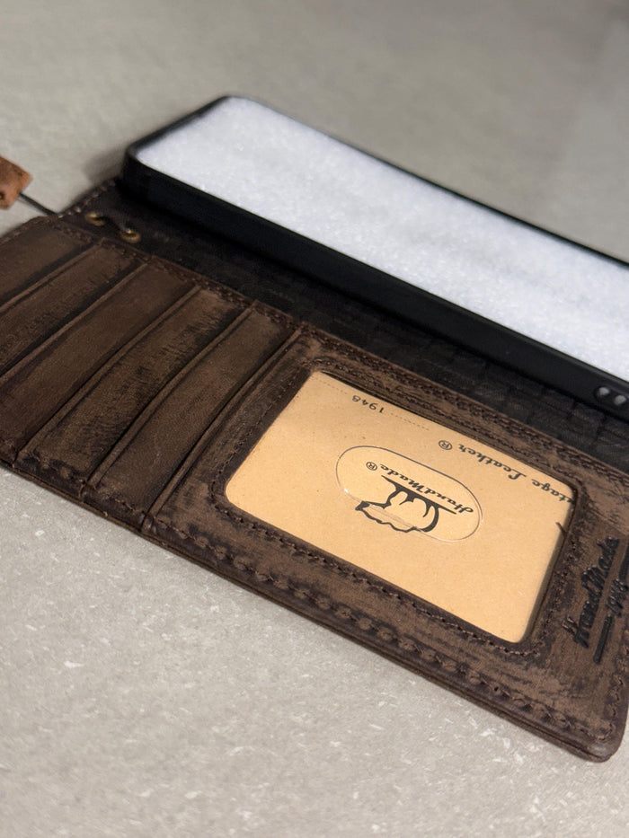 Handmade Black Leather Book iPhone Case: Vintage Art Design Wallet Cover Ip 7-18 max