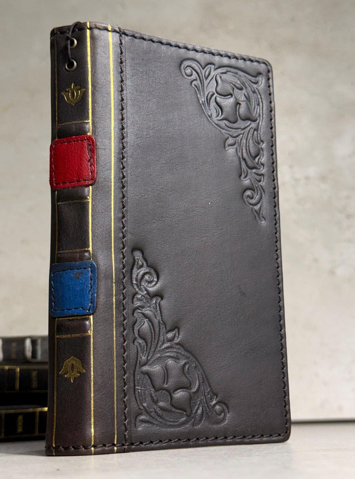 Handmade Black Leather Book Wallet Case for Samsung Galaxy S Series (Ultra FE)