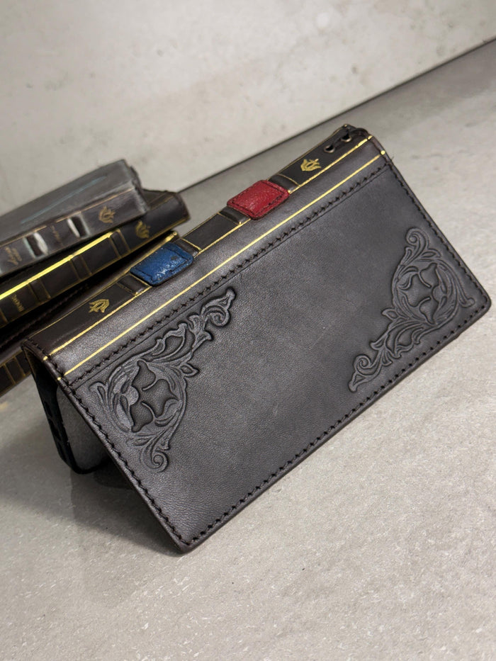 Handmade Black Leather Book Wallet Case for Samsung Galaxy S Series (Ultra FE)