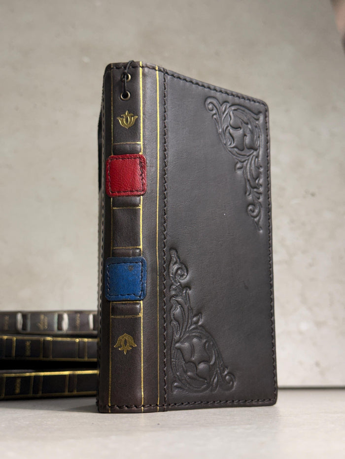 Handmade Black Leather Book Wallet Case for Samsung Galaxy S Series (Ultra FE)