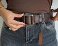 Handmade Brown Leather Belt, Crocodile Look, Limited Edition