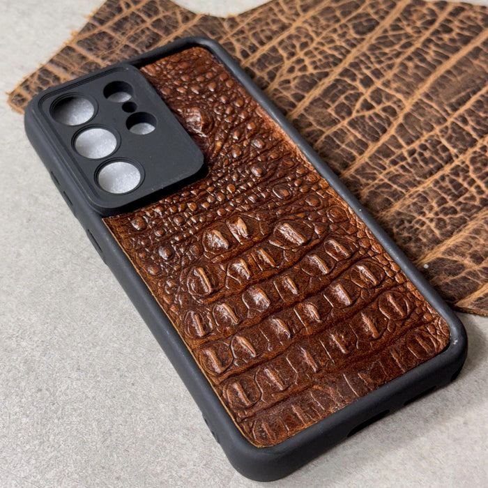 Handmade Crocodile Embossed Leather Phone Case, Slim Protective Cover Galaxy S26 S25 S24 S23