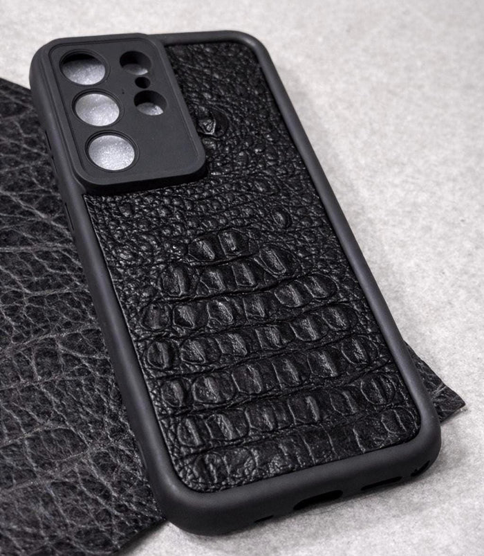Handmade Crocodile Embossed Leather Phone Case, Slim Protective Cover Galaxy S26 S25 S24 S23