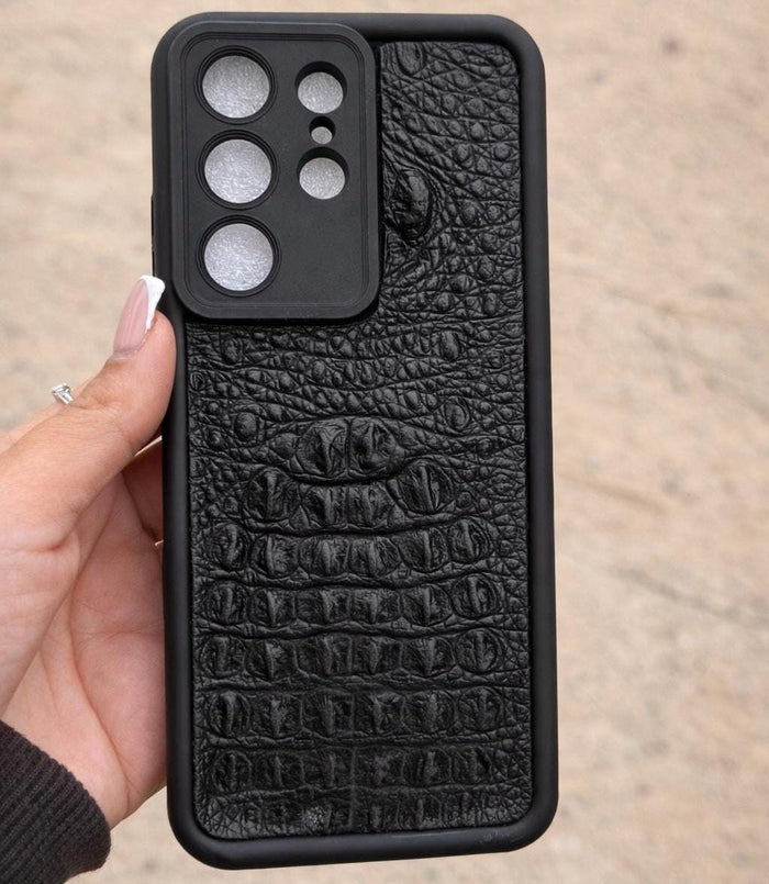 Handmade Crocodile Embossed Leather Phone Case, Slim Protective Cover Galaxy S26 S25 S24 S23