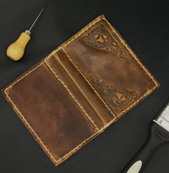 Handmade Embossed Leather Passport Cover: Vintage Retro Style