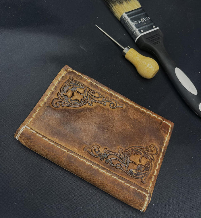 Handmade Embossed Leather Passport Cover: Vintage Retro Style