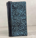 Handmade Embossed Leather Wallet Case, Floral Design Card Slots (Galaxy S21-S26 Ultra)