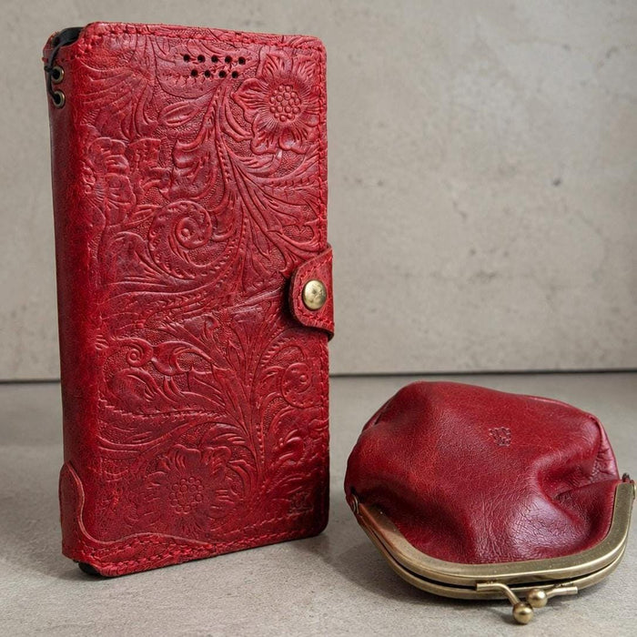 Handmade Embossed Leather Wallet Case, Galaxy S21-S26 Ultra, Card Slots (Book Design)