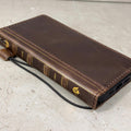 Handmade Full Grain Leather iPhone Case: Vintage Book Style, ID Window, Card Slots