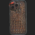 Handmade Genuine Leather iPhone Case: Crocodile Art Stitch
