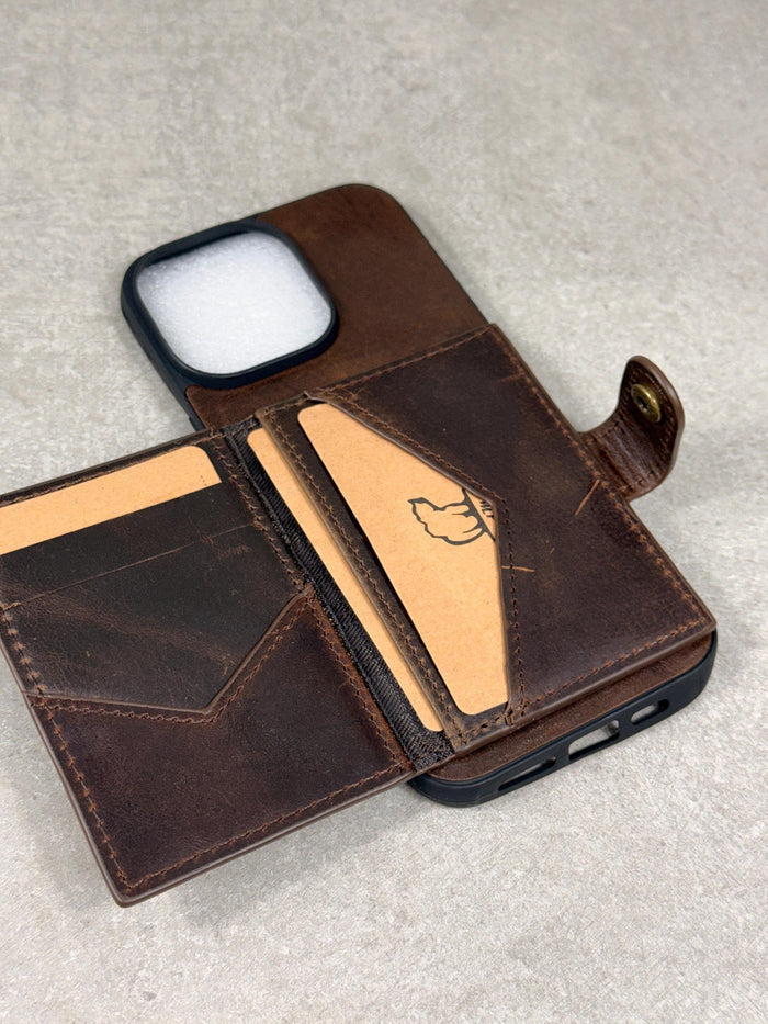 Handmade Genuine Leather iPhone Case: Crocodile Art Stitch