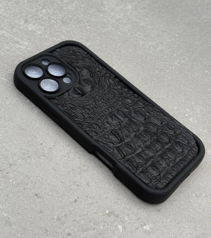 Handmade Genuine Leather iPhone Case: Crocodile Art Stitch