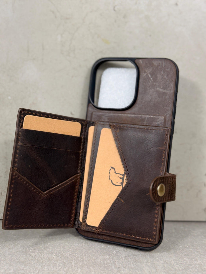 Handmade Genuine Leather iPhone Case: Crocodile Art Stitch