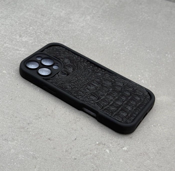 Handmade Genuine Leather iPhone Case: Crocodile Art Stitch