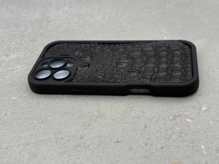 Handmade Genuine Leather iPhone Case: Crocodile Art Stitch