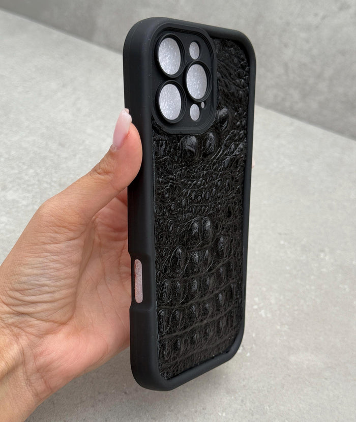 Handmade Genuine Leather iPhone Case: Crocodile Art Stitch