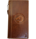 Handmade Genuine Leather iPhone Wallet Case: Embossed Art Design
