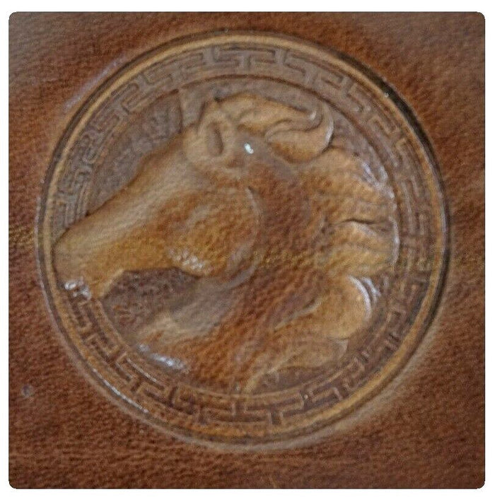 Handmade Genuine Leather iPhone Wallet Case: Embossed Art Design