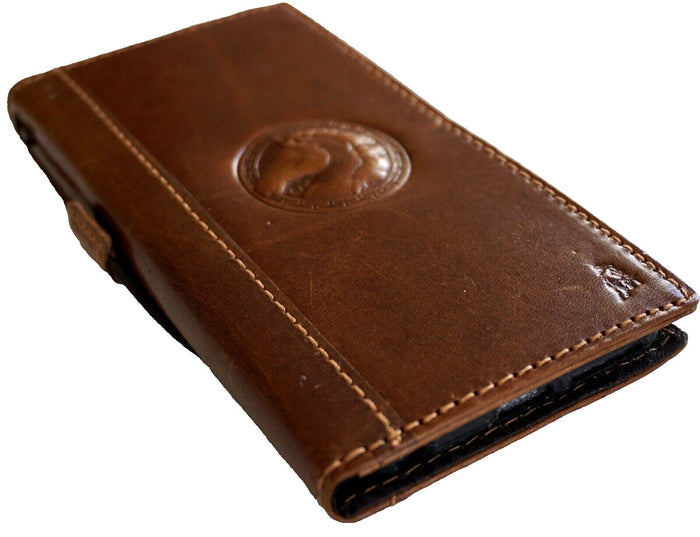 Handmade Genuine Leather iPhone Wallet Case: Embossed Art Design