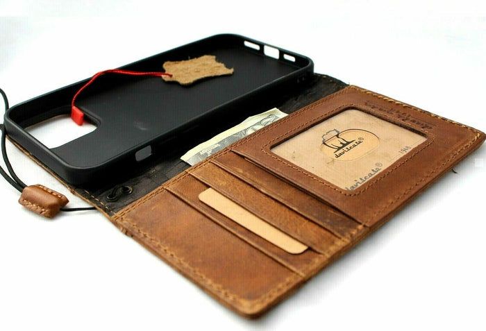 Handmade Genuine Leather iPhone Wallet Case: Embossed Art Design