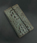 Handmade Green Leather iPhone Wallet Case: Removable Card Slots