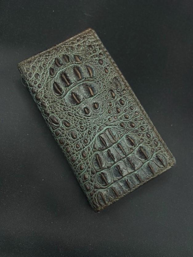 Handmade Green Leather iPhone Wallet Case: Removable Card Slots
