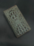 Handmade Green Leather iPhone Wallet Case: Removable Card Slots