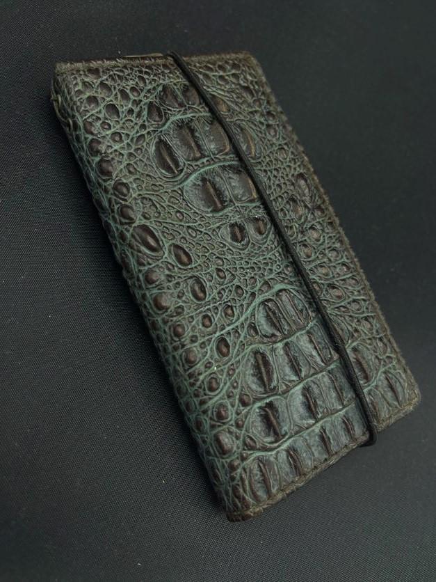 Handmade Green Leather iPhone Wallet Case: Removable Card Slots