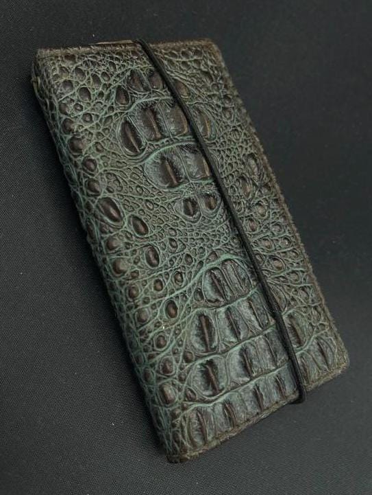 Handmade Green Leather iPhone Wallet Case: Removable Card Slots