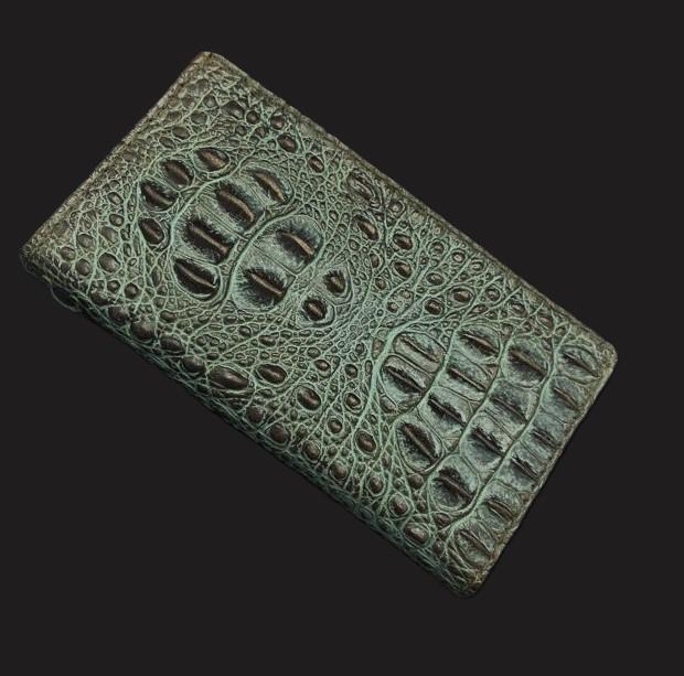 Handmade Green Leather iPhone Wallet Case: Removable Card Slots
